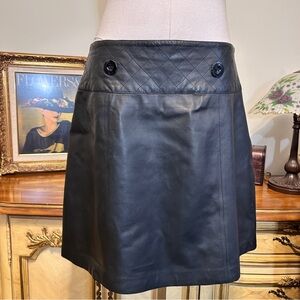 Hobbs London Black Leather Skirt